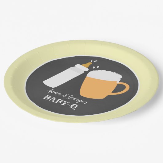 Assiettes En Carton Bébé-Q Barbecue Co-Ed Douche Plaque - Jaune (Angle)