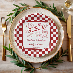 Assiettes En Carton Bébé q barbecue rouge à carreaux baby shower