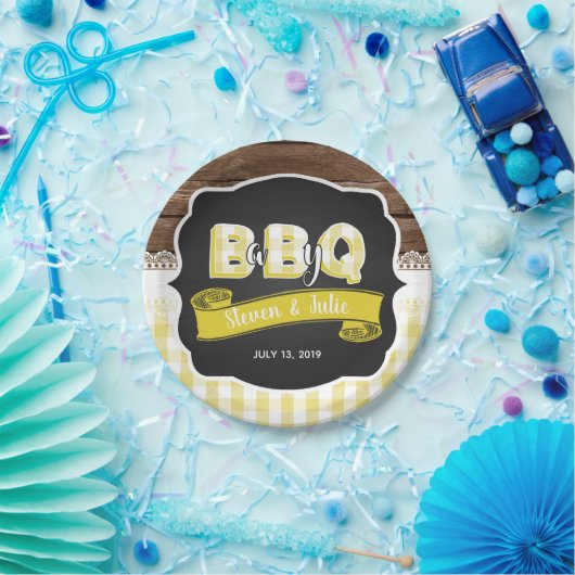 Assiettes En Carton Bébé Q Douche Plaque en papier - Jaune (Fête)