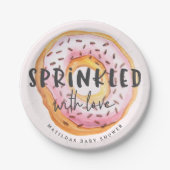 Assiettes En Carton Bébé rose arrosé mignon moderne beignets douche (Devant)