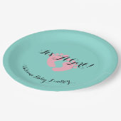 Assiettes En Carton BÉBÉ Rose & Bleu Genre Reveillez Douche Party (Angle)