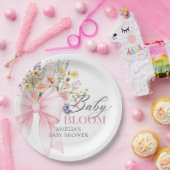 Assiettes En Carton Bébé rose en Baby shower fleuri (Fête)