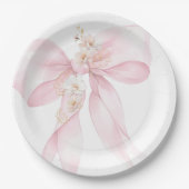 Assiettes En Carton Bébé rose en fleur Baby shower Sakura (Devant)