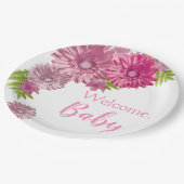Assiettes En Carton Bébé rose En Fleur Brunch Douche (Angle)