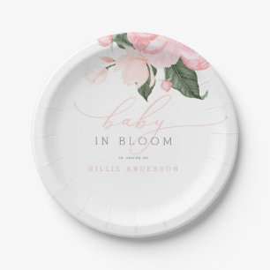 Assiettes En Carton Bébé rose floral dans le Baby shower de la fille e