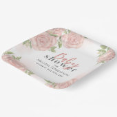 Assiettes En Carton Bébé rose rose pâle Fleur Douche (Angulaire)