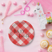 Assiettes En Carton Bébé rouge Q Baby shower barbecue barbecue (Fête)
