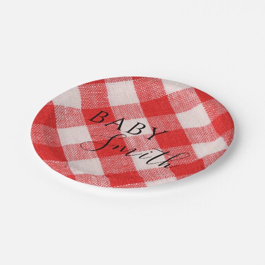 Assiettes En Carton Bébé rouge Q Baby shower barbecue barbecue (Angle)