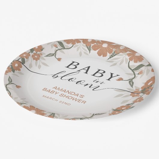 Assiettes En Carton Bébé rustique en Fleur Douche Daisy (Angle)