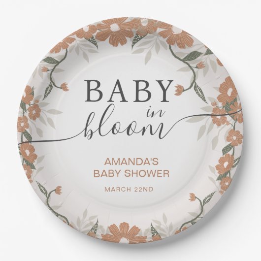 Assiettes En Carton Bébé rustique en Fleur Douche Daisy (Devant)