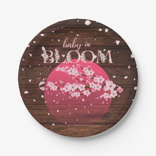 Assiettes En Carton Bébé rustique en fleur Sakura cerise en fleurs (Devant)