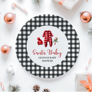 Assiettes En Carton Bébé Santa Bébé Shower de Noël