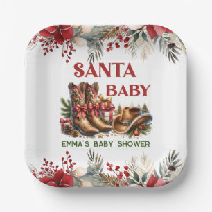 Assiettes En Carton Bébé Santa Cowboy Noël Baby Shower