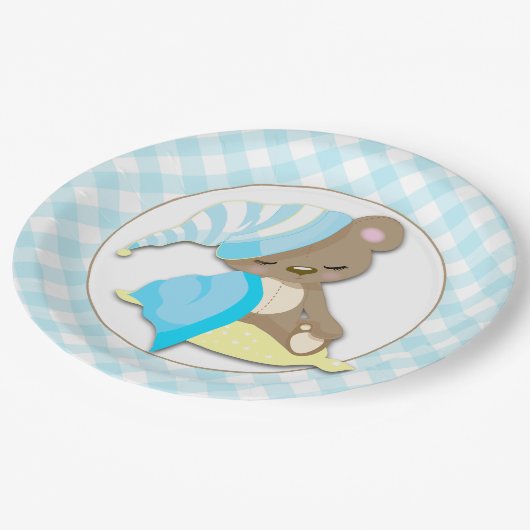 Assiettes En Carton Bébé Sleepy Bear Boy (Angle)