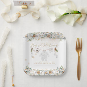 Assiettes En Carton Bébé Son Baby shower Froid À L'Extérieur De La Lig