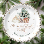 Assiettes En Carton Bébé son froid dehors mignon Ours polaire