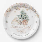 Assiettes En Carton Bébé son froid extérieur rose pâle Bébé Ours polai (Devant)