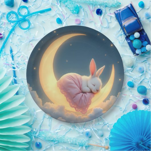 Assiettes En Carton Bébé sur une lune de croissant (Fête)