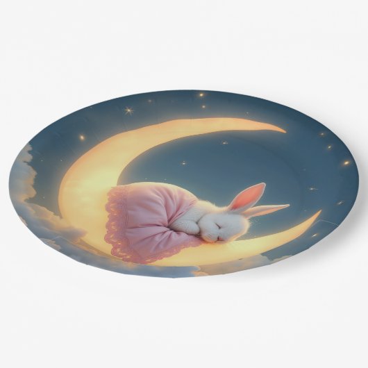 Assiettes En Carton Bébé sur une lune de croissant (Angle)