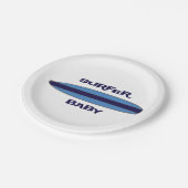 Assiettes En Carton Bébé surfeur bleu (Angle)