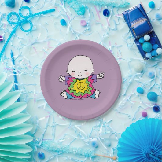 Assiettes En Carton Bébé tranquille Hippie / Hippy Tie Dye (Fête)