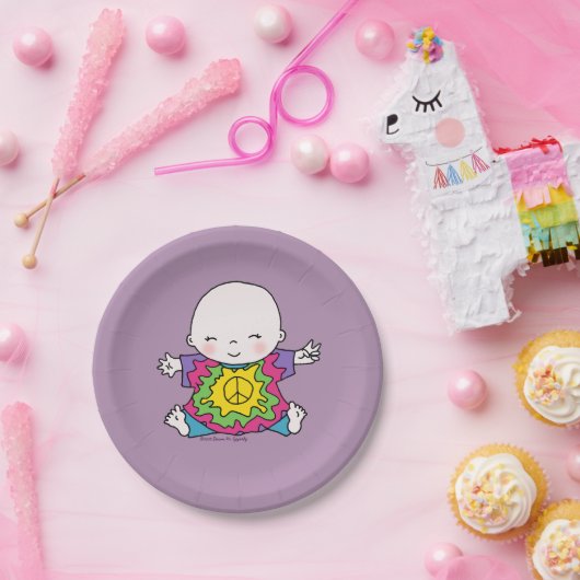 Assiettes En Carton Bébé tranquille Hippie / Hippy Tie Dye (Fête)