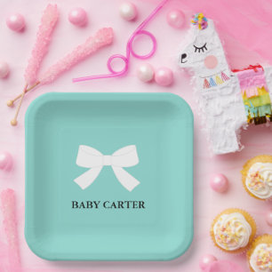 Assiettes En Carton BÉBÉ Turquoise Bleu Révéler Douche Sprinkle Party