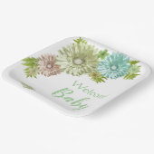 Assiettes En Carton Bébé Vert En Fleur Brunch Douche (Angulaire)