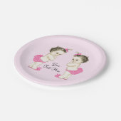 Assiettes En Carton Bébée rose jumelle fille (Angle)