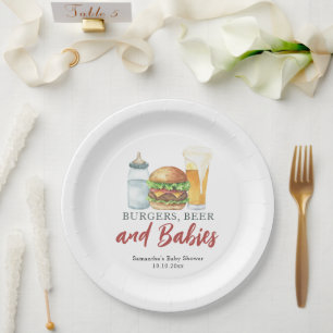 Assiettes En Carton Bébés, Burgers et Baby shower de bière