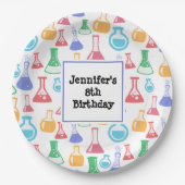 Assiettes En Carton Béchers et flacons Fun Science Motif Anniversaire (Devant)