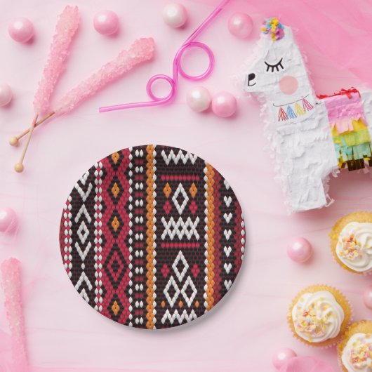 Assiettes En Carton Bedouin Sadu Fabric Pattern (Fête)