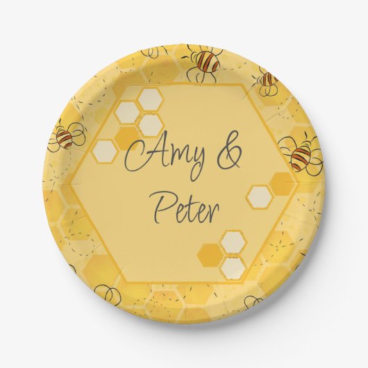 Assiettes En Carton Bee Buzzing Honey Bees mignonne (Devant)