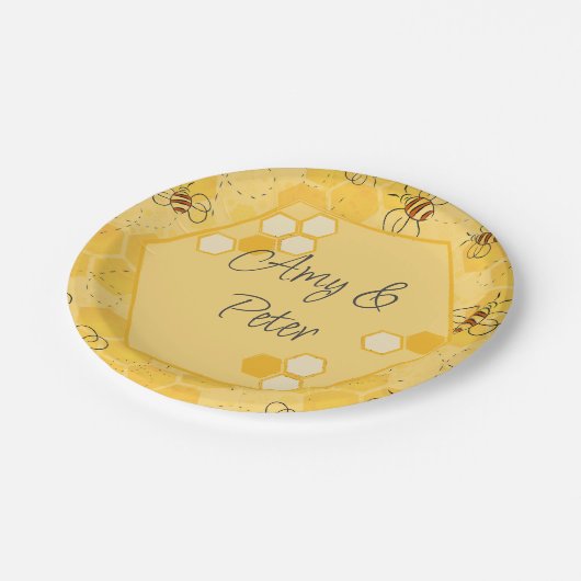 Assiettes En Carton Bee Buzzing Honey Bees mignonne (Angle)