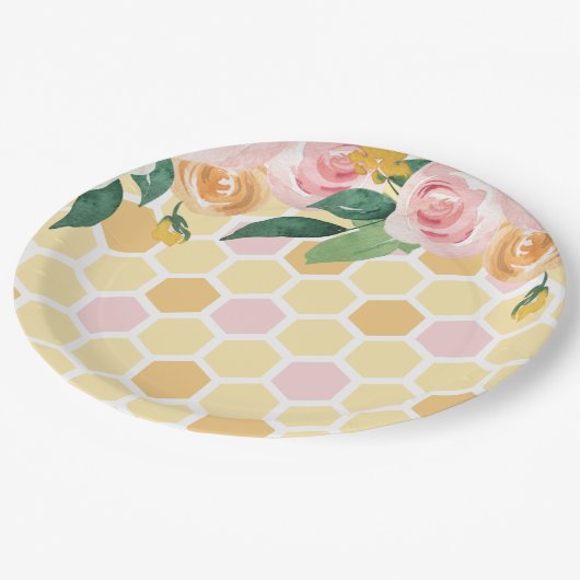 Assiettes En Carton Bee Day Bumblebebe 1er Anniversaire rose papier P (Angle)