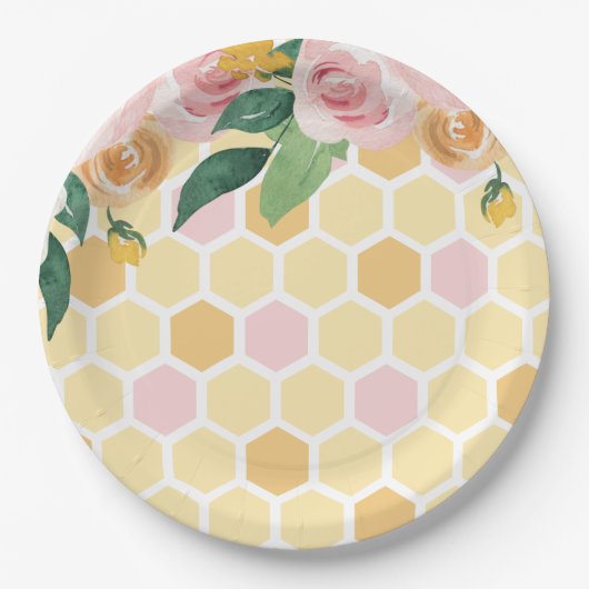 Assiettes En Carton Bee Day Bumblebebe 1er Anniversaire rose papier P (Devant)