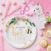 Assiettes En Carton Bee Day Bumblebee 1er anniversaire rose floral (Fête)