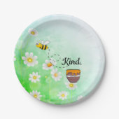 Assiettes En Carton Bee kind honey floral green insect (Devant)