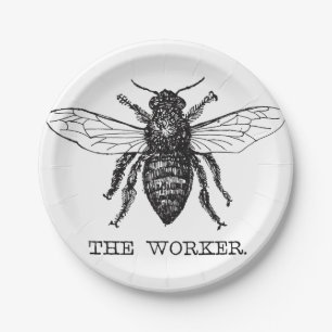 Assiettes En Carton Bee Worker Honey Black Bumblebee