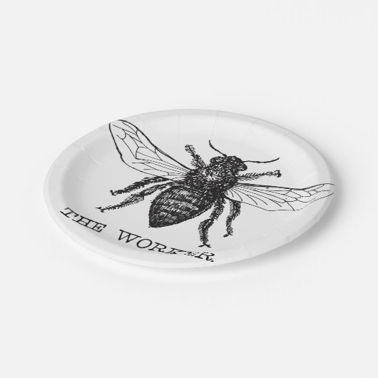Assiettes En Carton Bee Worker Honey Black Bumblebee (Angle)