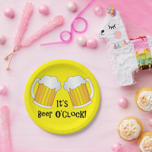 Assiettes En Carton Beer O'Clock Funny BBQ Party Plaques de buffet (Fête)
