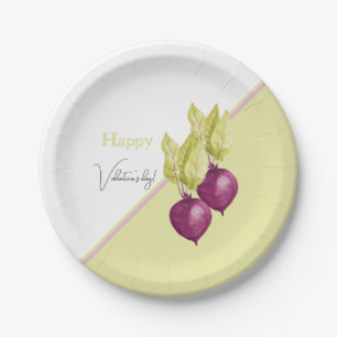 Assiettes En Carton Beets mignonnes en Amour Aquarelle peinte à la mai