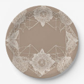 Assiettes En Carton Beige and white patterns AI art (Devant)