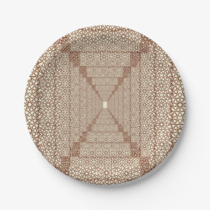 Assiettes En Carton Beige Brown Russe islamique géométrique Frontière