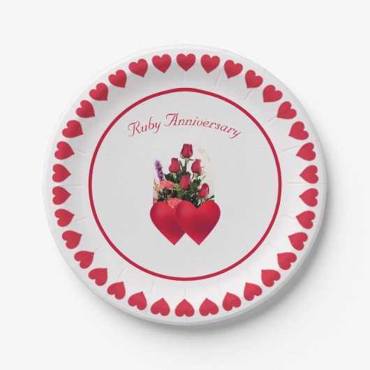 Assiettes En Carton Bel anniversaire Ruby (Devant)