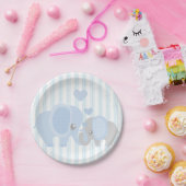 Assiettes En Carton Bel éléphant de bleu de bébé (Fête)