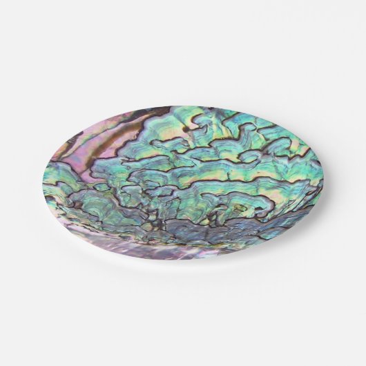 Assiettes En Carton Bel ormeau naturel iridescent personnalisé (Angle)