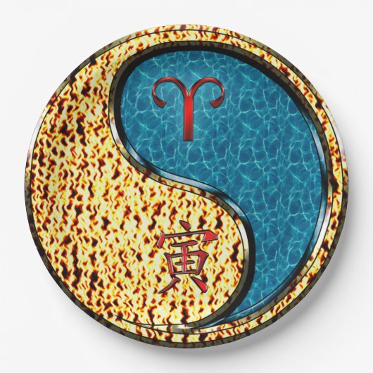 Assiettes En Carton Bélier et tigre d'eau (Devant)