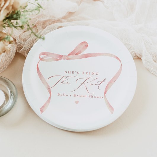 Assiettes En Carton BELLA Blush Bow Elle Attache le Nœud Réception de 