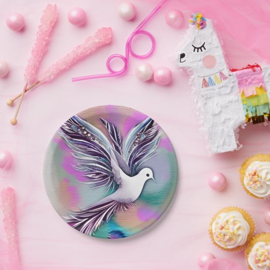 Assiettes En Carton Belle Aquarelle Ethérée Blanche (Fête)